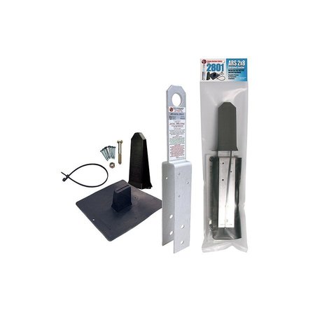 SUPER ANCHOR SAFETY ARS 2x8 Fall Arrest Anchor Kit 11ga. Dacromet +PVC Flashing+Stem Cover Black+Tether Strap+Fastener 2801-D